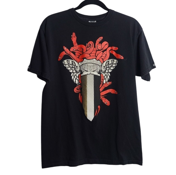 CROOKS & CASTLES Red Medusa Graphic Black T-Shirt Size Medium - Picture 1 of 11